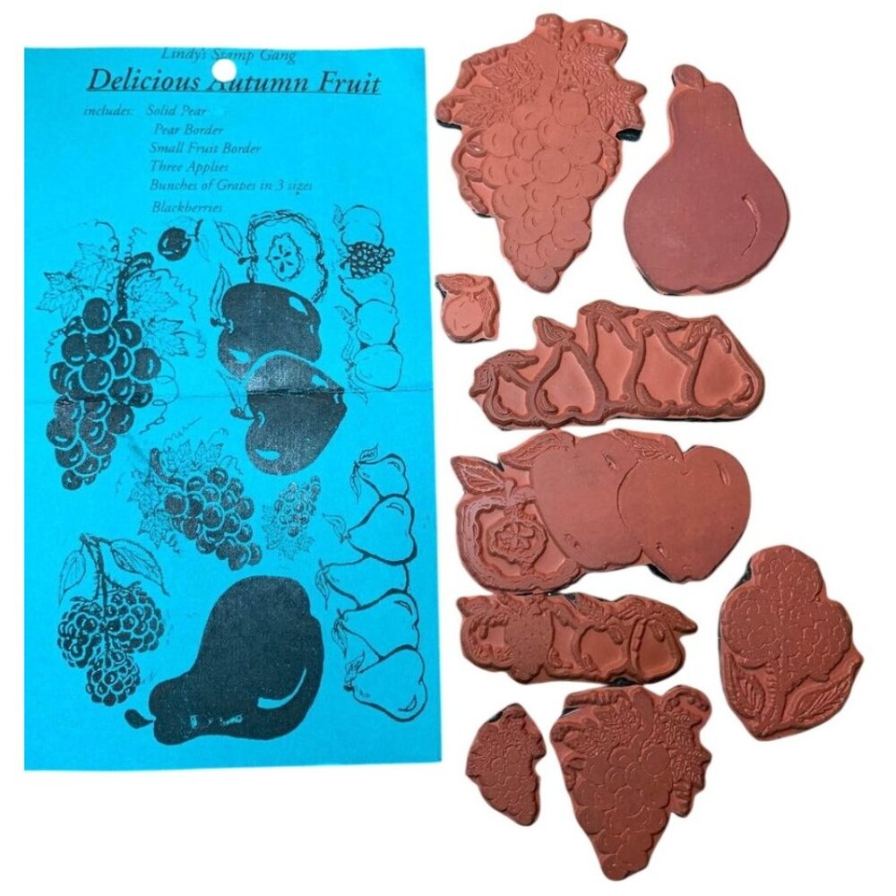 Delicious Autumn Fruit Rubber Stamp Set Lindys Stamp Gang Craft Decor DIY